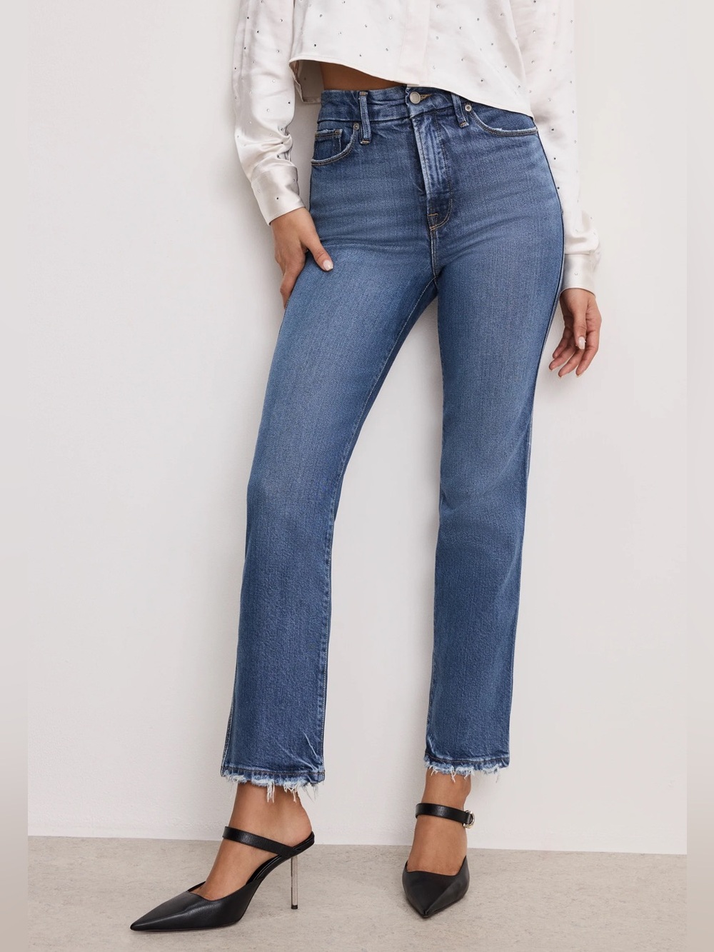 GOOD AMERICAN Jeans Good Curve Straight Super High Rise Size 15(14/16)